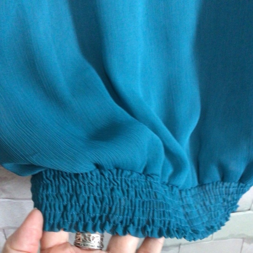 Mossimo teal turquoise aqua ruffle career sleeveless blouse top women’s size XS - Picture 5 of 5